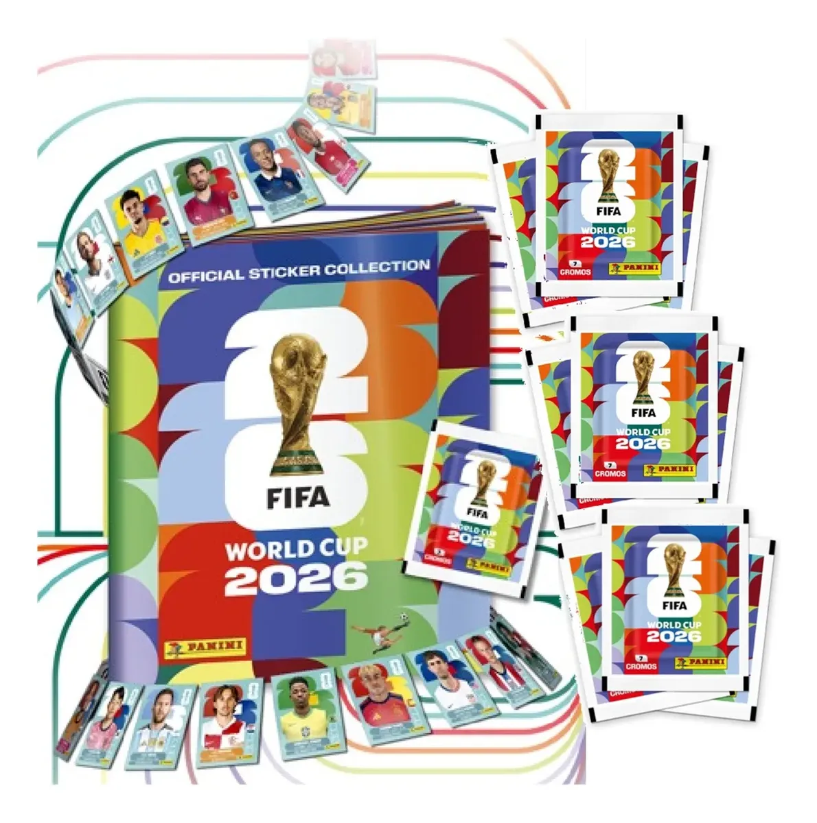 Álbum Copa do Mundo 2026 com 12 Envelopes e 84 Figurinhas Panini