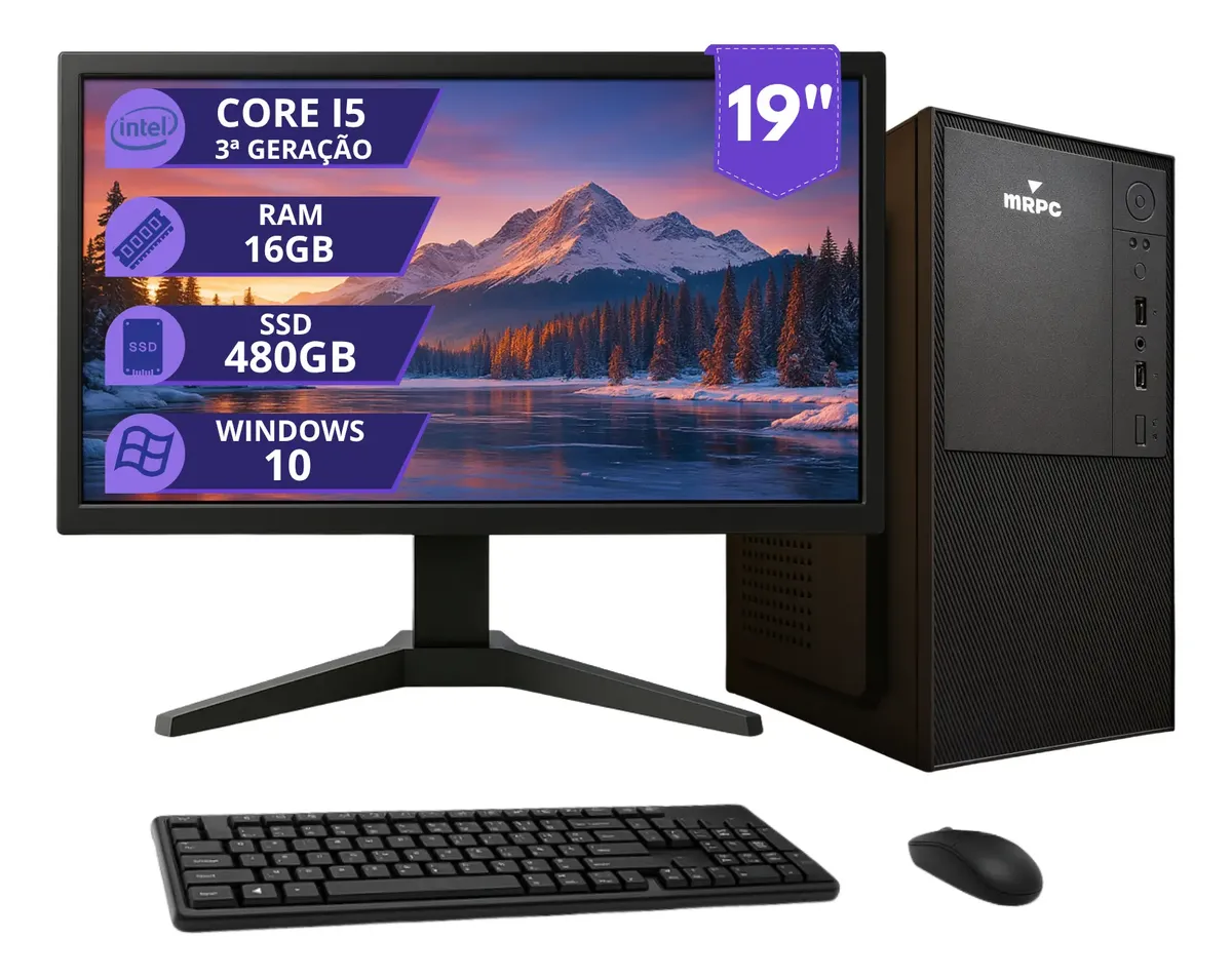 PC Computador Completo Intel i5 16GB SSD 480GB Monitor 19 MRP Informática - foto 2