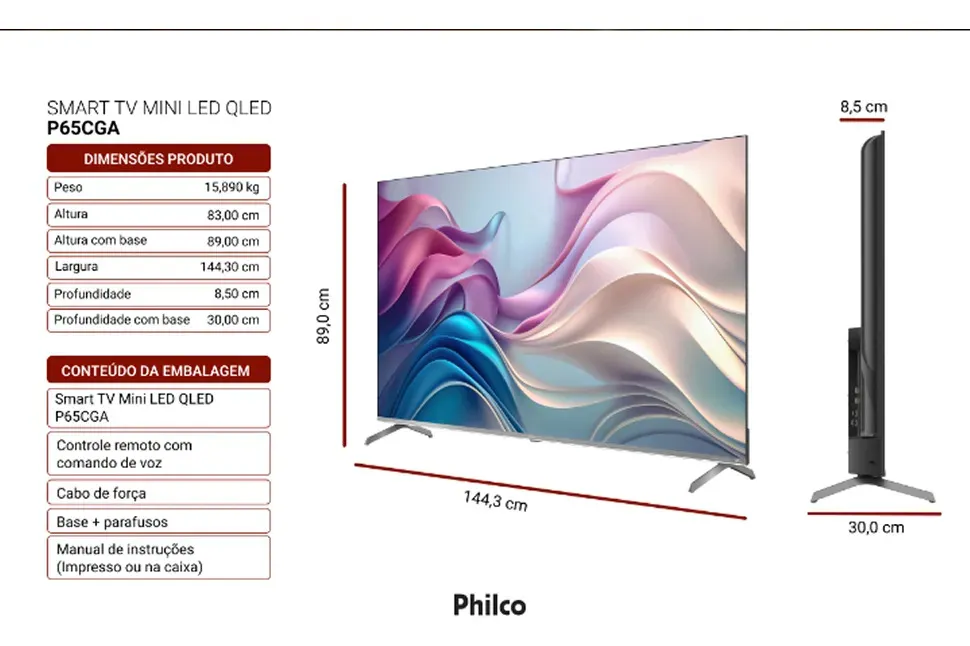 Smart TV Philco 65 P65CGA QLED Mini LED Quantum 4K UHD Google TV Philco - foto 3